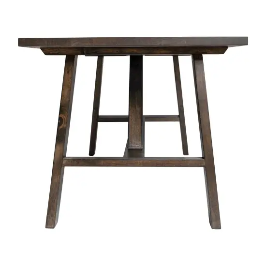 Merrick Lane Mabel Farmhouse Trestle Coffee Table, Solid Wood Rustic Accent Table Dark Gray {4}