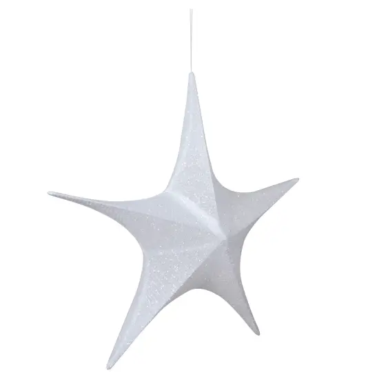 Northlight Tinsel Foldable Glitter Christmas Star Outdoor Decoration - 30" - White {4}