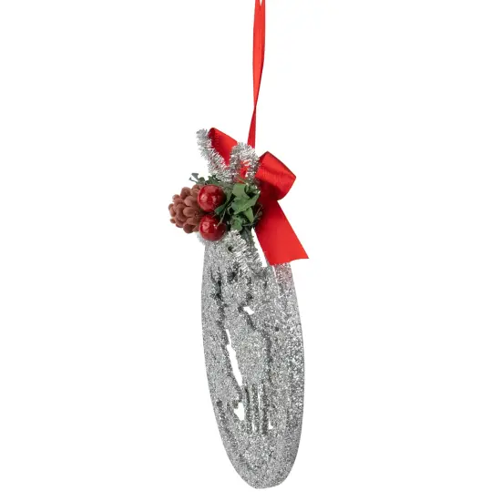 Northlight 4.25" Silver Glitter Moose 2-D Cut-Out Silhouette Christmas Ornament {4}