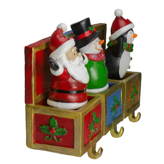 Northlight Santa Snowman and Penguin in Gift Boxes Christmas Stocking Holders - Set of 3 - 6" Red {4}