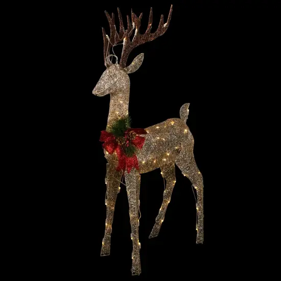 Northlight 48" Pre-Lit LED Champagne Deer Outdoor Christmas Decoration Gold {4}