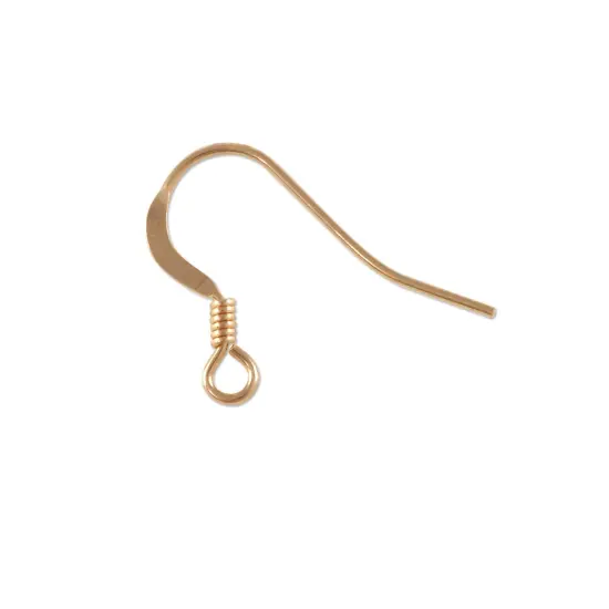 JewelrySupply Flat Earring Wires with Coil Rose Gold Filled (1 Pair of Rose Gold Filled Earrings) {3}