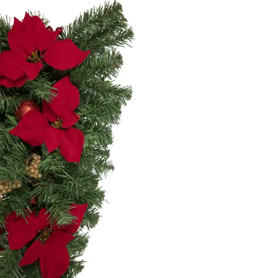 Northlight Poinsettia and Berry Artificial Christmas Teardrop Swag - 30'' - Unlit Red {5}
