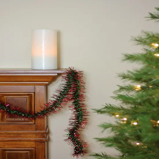 Northlight Spiral Center Commercial Christmas Tinsel Garland - 50' x 3" - Red and Green - Unlit {4}