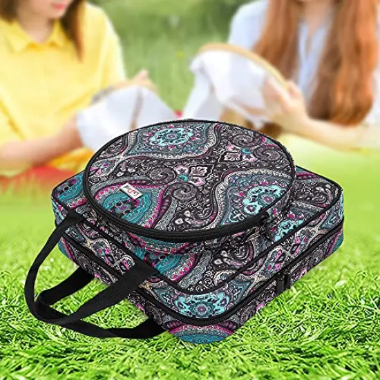 Embroidery Project Bag, Square Embroidery Supplies Storage Tote Bag, Portable Craft Carry Case for Embroidery Kits and Cross Stitch Kits Tools, Multiple Pockets, Totem, Bag Only {4}