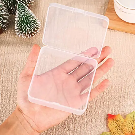 12 Pack Clear Plastic Beads Storage Containers Box with Hinged Lid for Beads and More (3.70 x 3.70 x 1.18 Inch) {4}