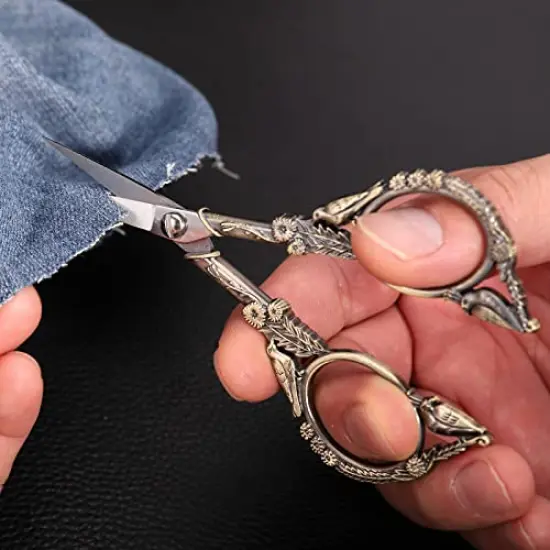 YOUGUOM Embroidery Scissors, Small Sharp Pointed Sewing Scissors for Craft Cross Stitch Needlework Artwork Knitting Thread Yarn Detail Cutting Tools, 4.6in Little Bronze Bird Scissor {2}