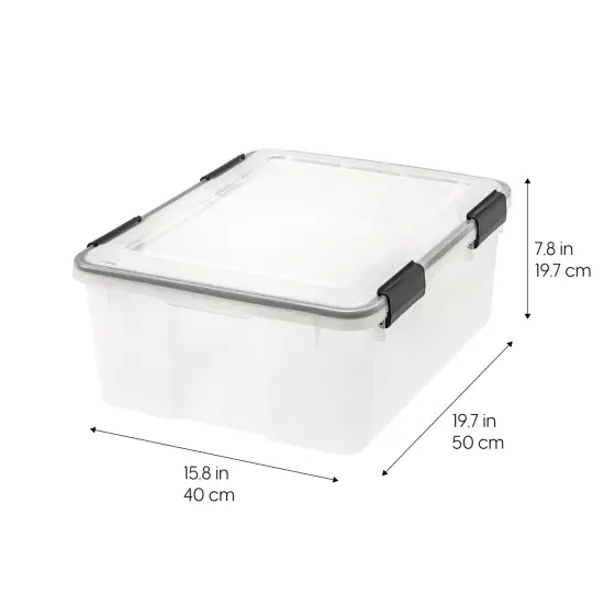 IRIS USA 30.6qt WEATHERPRO Airtight Plastic Storage Bin with Lid and Seal and Secure Latching Buckles {6}