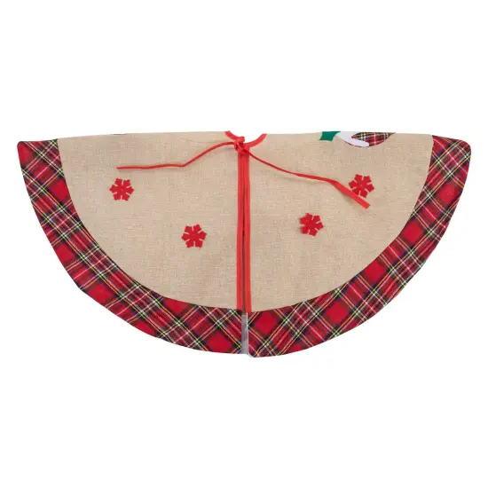 Northlight 36" Burlap Plaid Tree Skirt with Christmas Puddings Beige {6}