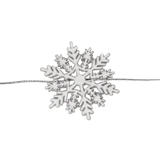 Northlight 5' White Glitter Dusted Wooden Snowflake Christmas Garland {4}