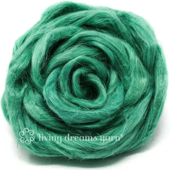 Hemp - Beautifully Dyed Vivid Colors, Combed Top Roving for Spinning, Blending, Felting, Weaving. Mint {1}