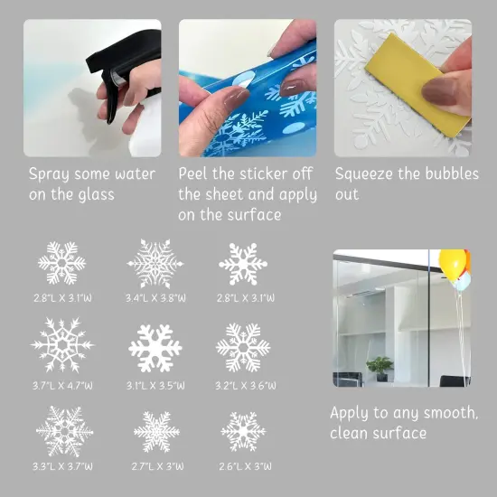 Wrapables Snowflake Window Clings Decal Stickers, Christmas Winter Decoration for Glass Windows 9pc Starry {2}