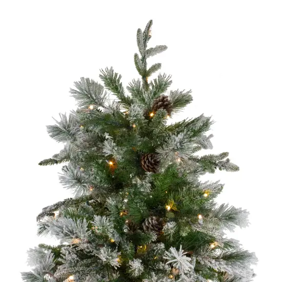 Northlight Real Touch&trade;️ Pre-Lit Full Flocked Rosemary Emerald Angel Pine Artificial Christmas Tree - 6.5' - Clear LED Lights Green {5}