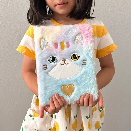 Wrapables Plush Journal, A5 Lined Notebook Diary for Writing and Drawing Tie-Dye Cat {5}