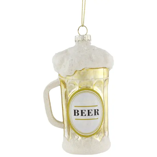 Northlight 4.5" Frosty Beer Mug Glass Christmas Ornament Gold {1}