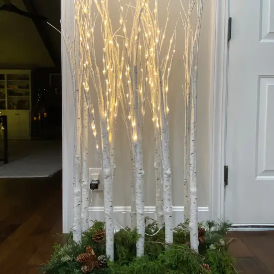Northlight LED Lighted White Birch Twig Tree Cluster Christmas Decoration - 4' {5}