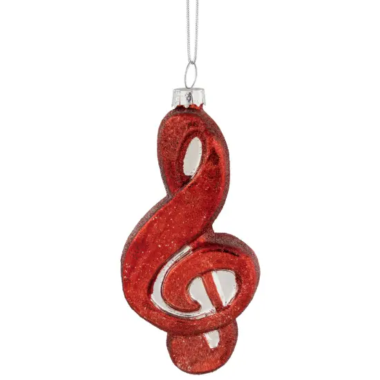 Northlight 4.25" Red Treble Clef Glass Christmas Ornament {1}