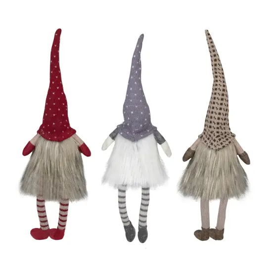 Northlight Sitting Christmas Gnomes with Dangling Legs - 20" - Set of 3 Red {5}