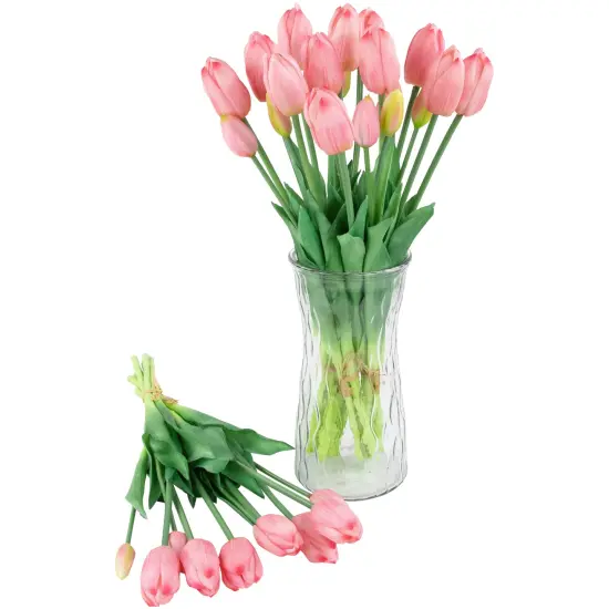 Northlight Real Touch&trade; Pink Artificial Tulip Floral Bundles, Set of 6 - 18" {5}