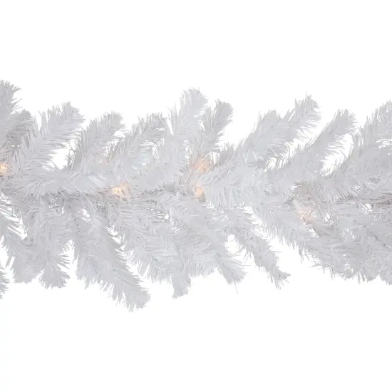 Northlight Pre-lit Snow White Artificial Christmas Garland - 9' x 12" - Clear Lights {6}