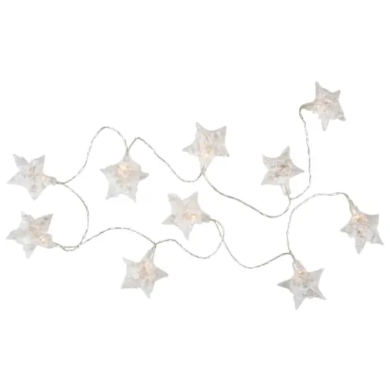 Northlight LED Snowy Stars Christmas Light Set - 4.5' Clear Wire - 10ct {6}