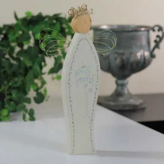 Roman 13" Angel Blessings Try To Take Time Family Wooden Figurine #47638 Gray {4}