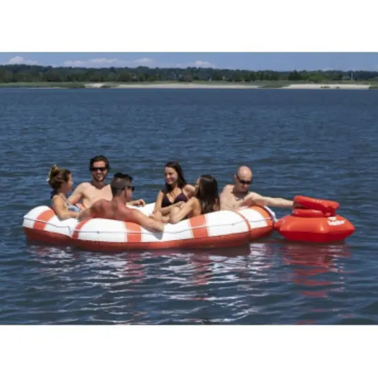Swimline 6 Person Inflatable Island Swimming Pool Float - 8.25' Orange {3}