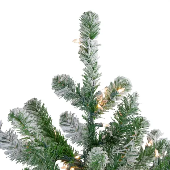 Northlight 4.5' Pre-Lit Full Flocked Natural Emerald Artificial Christmas Tree - Warm Clear Lights Green {4}