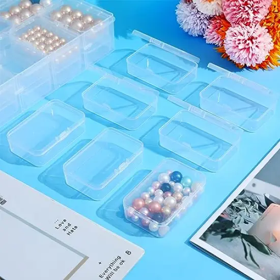 12 Pieces Small Clear Plastic Beads Storage Container and Organizer Transparent Boxes with Hinged Lid for Storage of Small Items, Jewelry, Diamonds, DIY Art Craft Accessory (3.35 x 2.17 x 1 Inch) {2}
