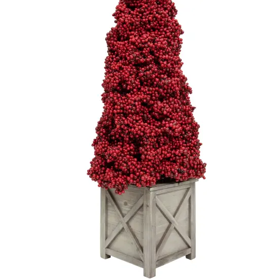 Allstate Artificial Berry Cone Potted Christmas Topiary - 40" - Red {6}