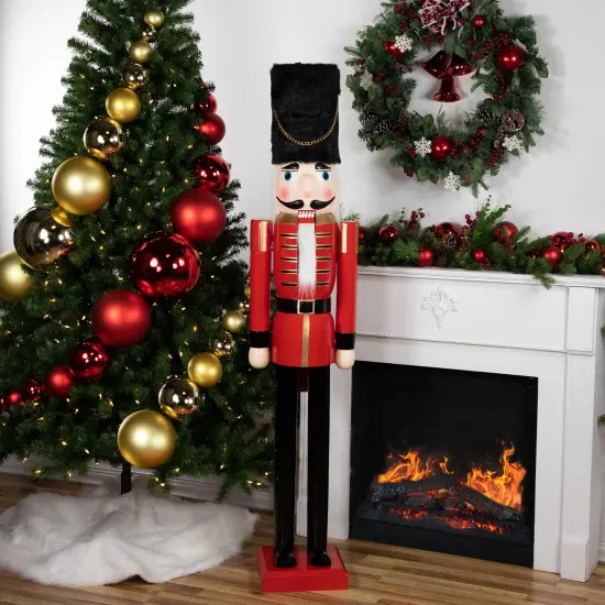 Northlight 5' Commercial Size Wooden Red and Black Christmas Nutcracker Soldier {3}