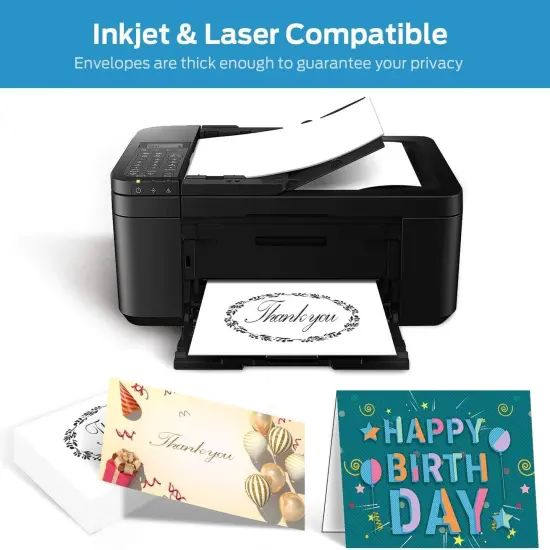 Blank White Cards and Envelopes 50 Pack, Ohuhu 5 x 7 Heavyweight Folded Cardstock and A7 Envelopes for DIY Greeting Cards, Wedding, Birthday, Invitations, Thank You Cards & All Occasion {3}