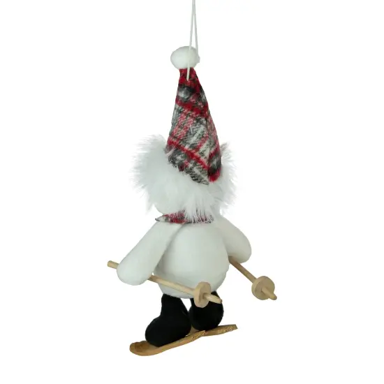 Northlight Skiing Snowman with Plaid Santa Hat and Matching Scarf Christmas Ornament - 12" Red {7}