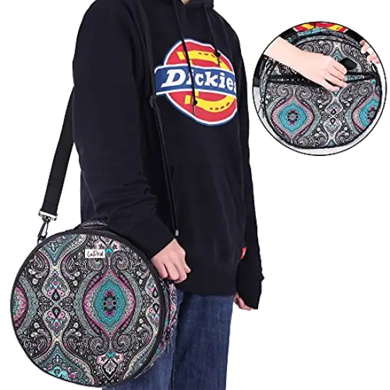 Embroidery Bag, Double-Layer Round Embroidery Project Storage Bag for Storing Embroidery Kits and Cross Stitch Kits, with Handle and Shoulder Strap, Totem, Bag Only {6}