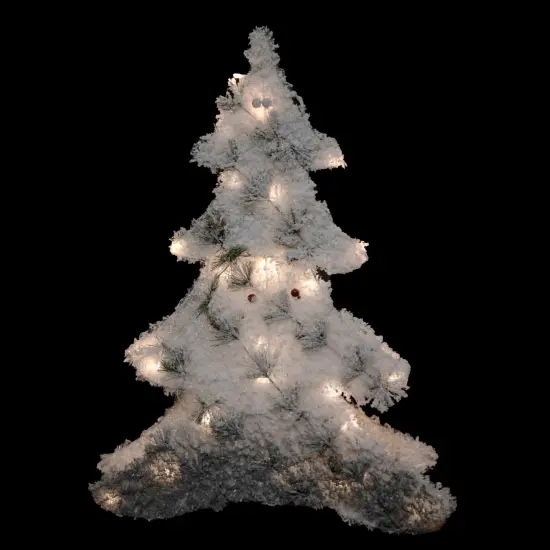 Northlight LED Lighted 2D Tinsel and Pine Christmas Tree Decoration - 27.5" White {4}