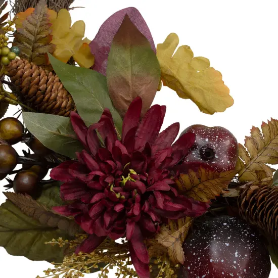 Northlight Mums and Pomegranates Artificial Floral Wreath, Red 20-Inch {4}