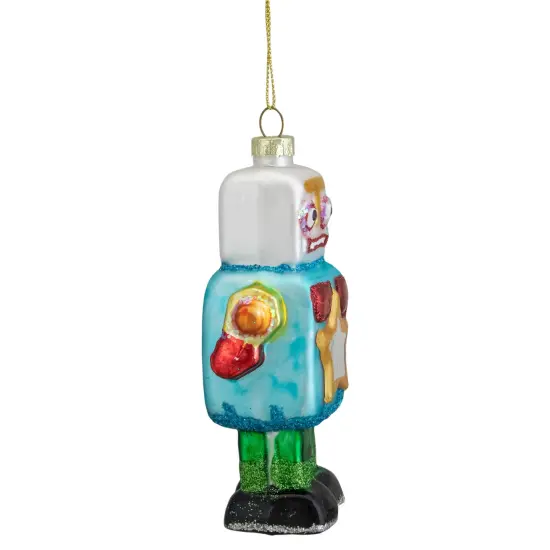 Northlight Glittered Robot Glass Christmas Ornament - 4.75" - Multi-Colored Blue {5}