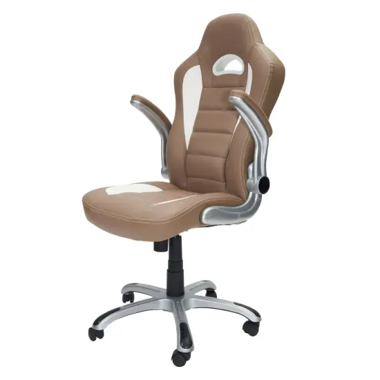 Techni Office Solutions 3.75' Brown, Gray, and Black High Back Executive Sport Race Office Chair with Flip-Up Arms {7}