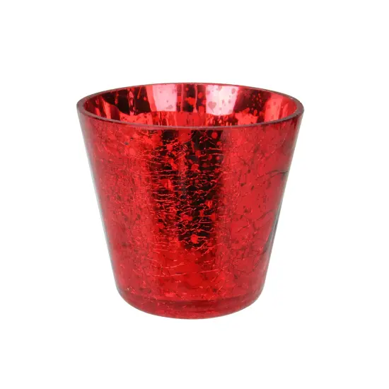 CC Christmas Decor 8" Red Triple Speckled Glass Candle Holder Wreath with Pinecones {4}