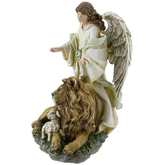 Roman Joseph's Studio Angel with Lion and Lamb Figurine - 10" White {5}