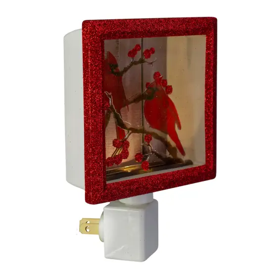 Roman Glittered Red Cardinals Christmas Night Light - 4.25" {4}