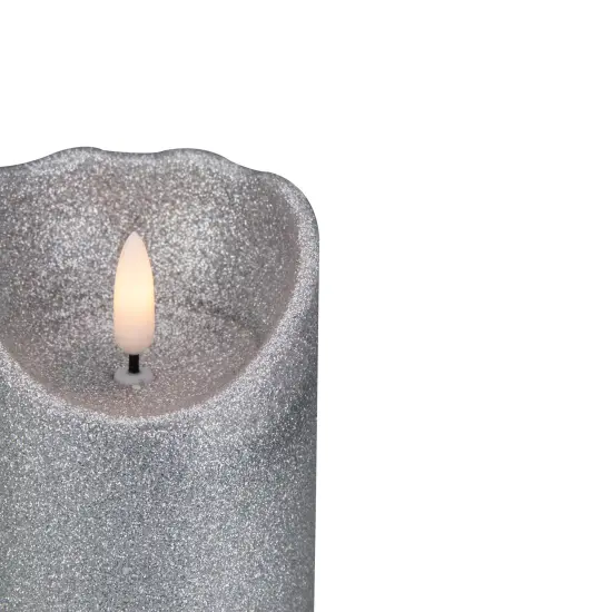 Northlight LED Flameless Flickering Pillar Christmas Candle - 4" - Silver {5}