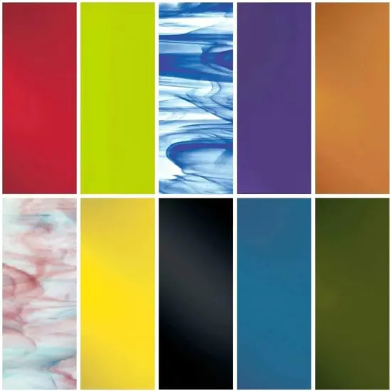 COE 96: 6" Square Assorted Variety Colors & Patterns Fusible Glass-10 Pack {1}