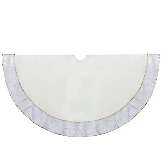 Northlight 48" Rose Gold and White Reversible Sequin Trim Christmas Tree Skirt {5}