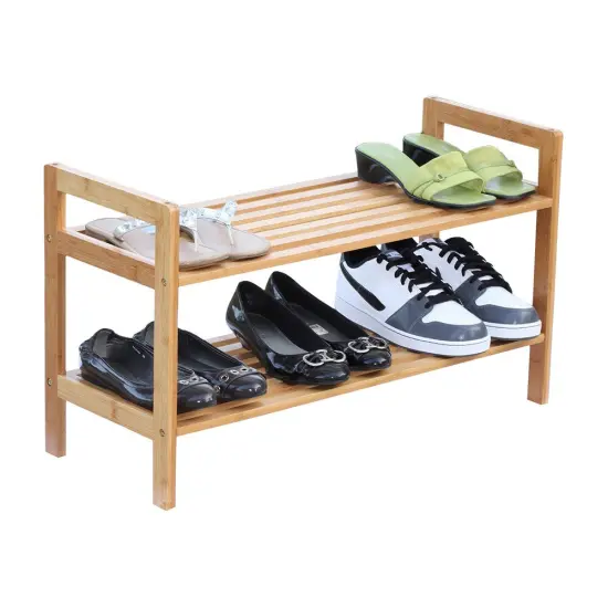 Oceanstar 2 Tier Bamboo Shoe Rack, Square Brown {6}