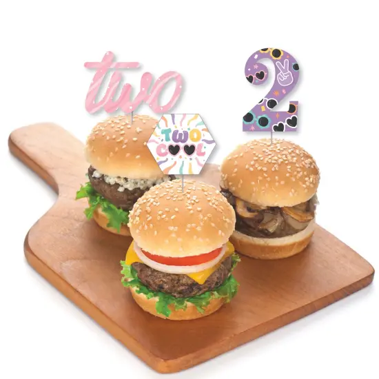 Big Dot of Happiness Two Cool - Girl - Dessert Cupcake Toppers - Pastel 2nd Birthday Party Clear Treat Picks - Set of 24 {4}