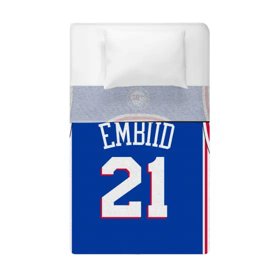 Sleep Squad Philadelphia 76ers Joel Embiid 60” x 80” Raschel Plush Jersey Basketball Blanket {5}