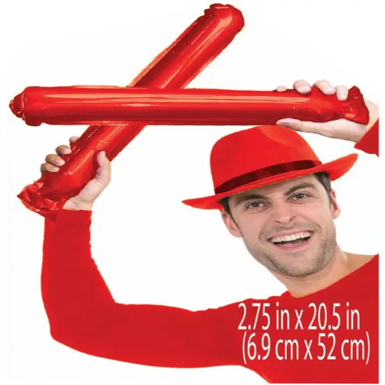 2 Cheerleader Team School Spirit Rally Red Inflatable Colored Spirit Sticks {1}