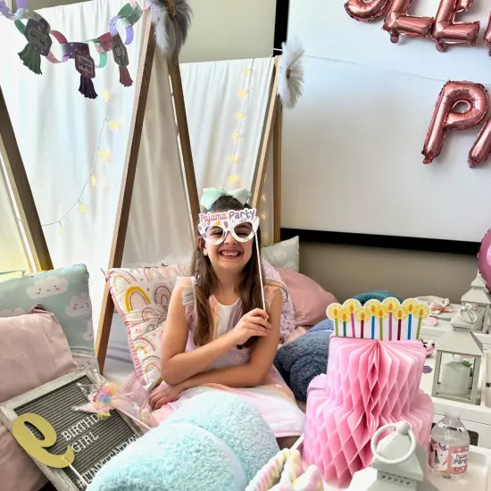 Big Dot of Happiness Pajama Slumber Party Glasses and Masks - Paper Card Stock Girls Sleepover Birthday Party Photo Booth Props Kit - 10 Count {3}