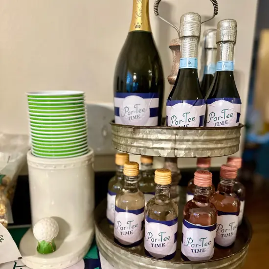 Big Dot of Happiness Par-Tee Time - Golf - Mini Wine and Champagne Bottle Label Stickers - Birthday or Retirement Party Favor Gift - Set of 16 {3}